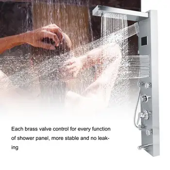 Stainless Steel Thermostatic Bathroom Shower Panel 5 Functions Waterfall Spray LED Light Temperature Display Column Mixer
Stainless Steel Thermostatic Bathroom Shower Panel 5 Functions Waterfall Spray LED Light Temperature Display Column Mixer