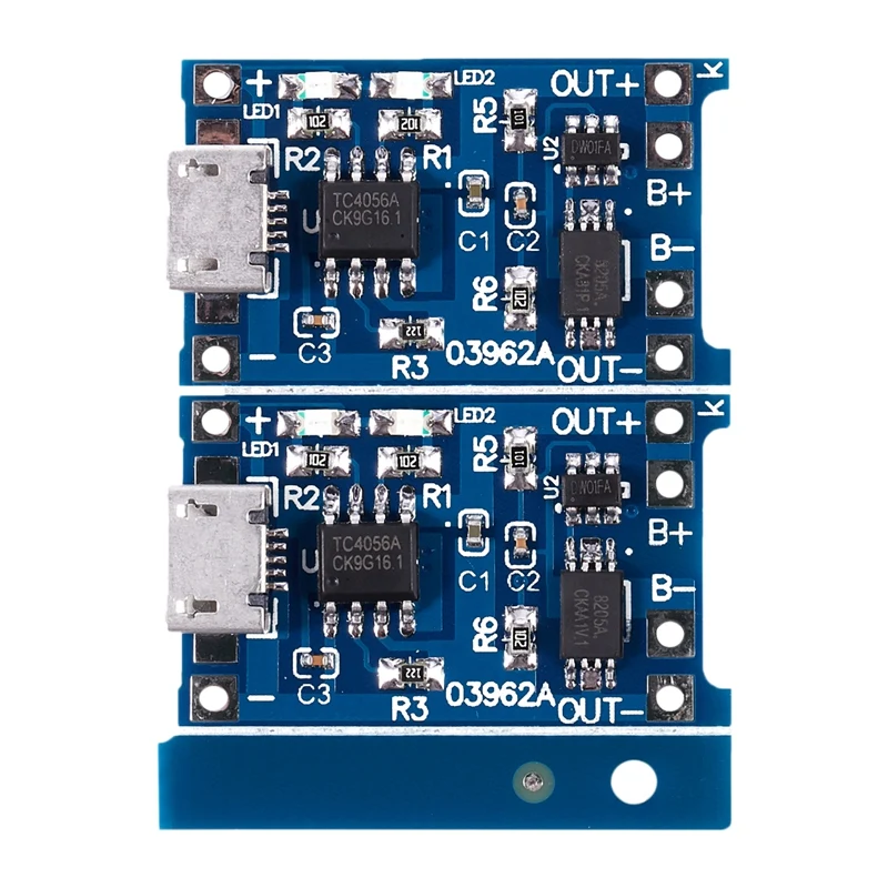 

2PCS Blue 5V Micro USB 1A 18650 Lithium Battery Charging Board