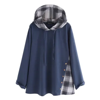 Women Warm Sweatshirt Autumn Winter Hoodie Plaid Button Long-Sleeve V-neck Patchwork Sweatshirt Plus Size Sweatshirt 5XL
Women Warm Sweatshirt Autumn Winter Hoodie Plaid Button Long-Sleeve V-neck Patchwork Sweatshirt Plus Size Sweatshirt 5XL