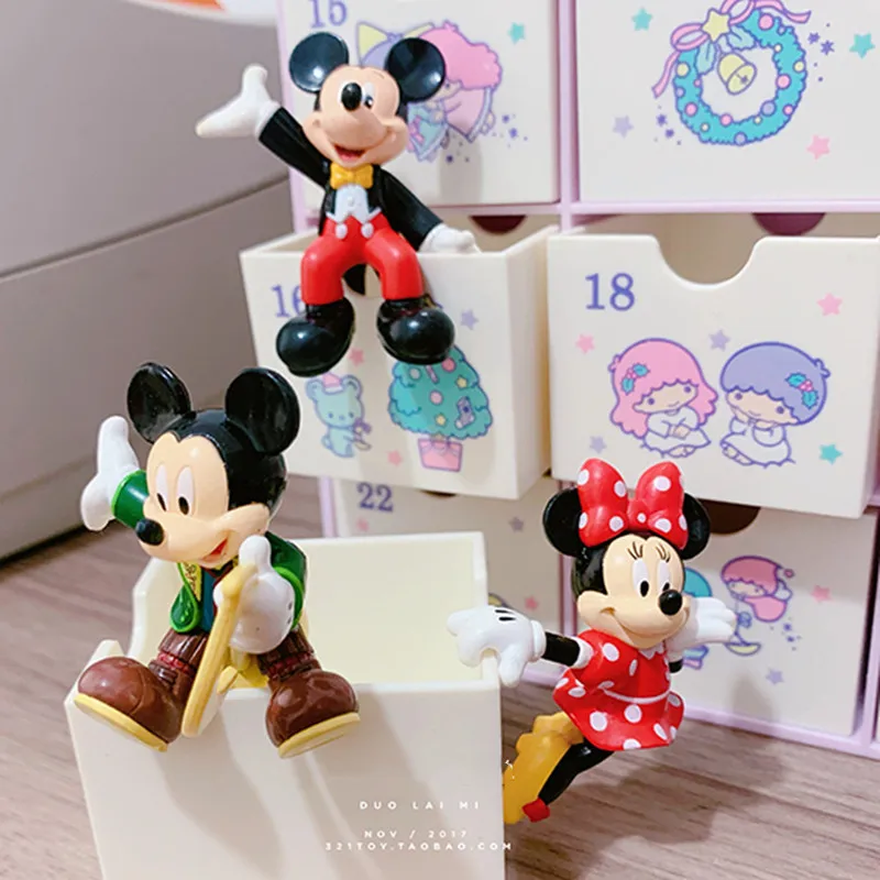 

2PCS 4-5cm Disney last order bulk Mickey Minnie cup edge series doll DIY decoration collection ornaments