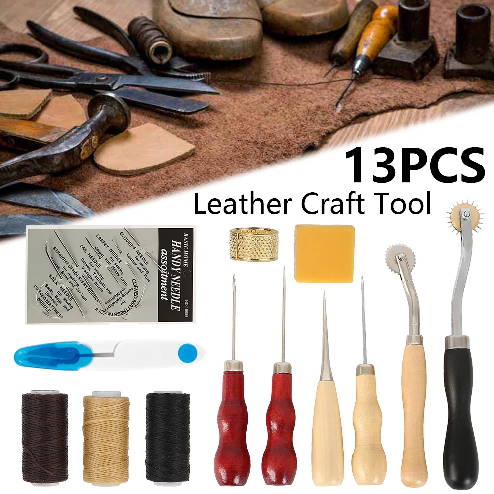 13Pcs Leather Craft Hand Stitching Sewing Tool Set Thread Awl Waxed Thimble Kit Portable Household Sewing Accessories
13Pcs Leather Craft Hand Stitching Sewing Tool Set Thread Awl Waxed Thimble Kit Portable Household Sewing Accessories