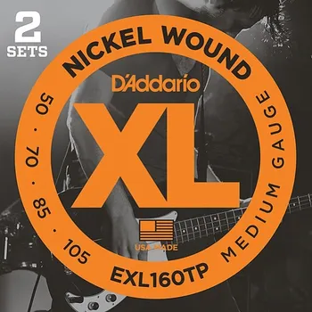 Exl160tp nickel wound strings for bass guitar, medium, 50-105, 2 sets, long scale, D'Addario
Exl160tp nickel wound strings for bass guitar, medium, 50-105, 2 sets, long scale, D'Addario