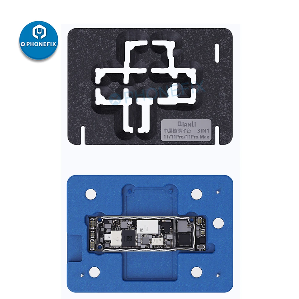 Qianli Mainboard Middle Layer Board BGA Reballing Stencil Plant Tin Platform for iPhone 11 11Pro Logic Board Rework Tool