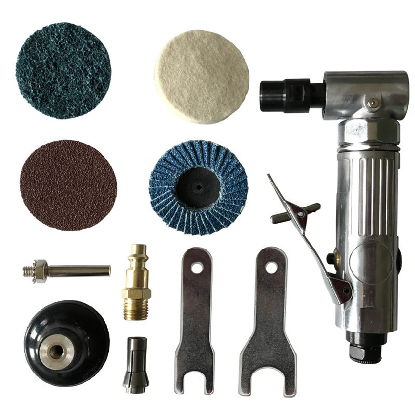1/4 Inch Drive Mini Right Angle Air Die Grinder Kit with 4 pcs roll Lock Sanding Discs for Grind Polish Finish Burr Rust Remover
1/4 Inch Drive Mini Right Angle Air Die Grinder Kit with 4 pcs roll Lock Sanding Discs for Grind Polish Finish Burr Rust Remover