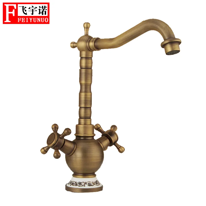 European Style Archaistic Faucet Copper Two-handle Single Hole Rotatable Kitchen Faucet Hot And Cold Mixing Faucet Wholesale
European Style Archaistic Faucet Copper Two-handle Single Hole Rotatable Kitchen Faucet Hot And Cold Mixing Faucet Wholesale
