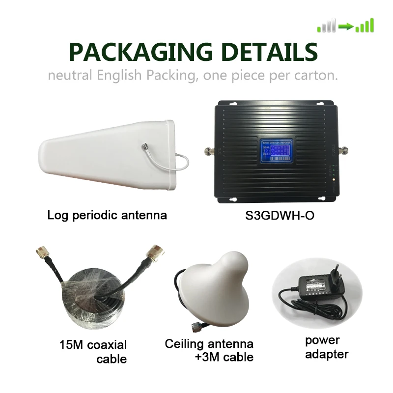 DCS 900 1800 2100MHZ GSM 2G 3G 4G LTE Mobile Phone Cellular Signal Booster Amplifier + Indoor And Outdoor High Gain Antenna Set
DCS 900 1800 2100MHZ GSM 2G 3G 4G LTE Mobile Phone Cellular Signal Booster Amplifier + Indoor And Outdoor High Gain Antenna Set