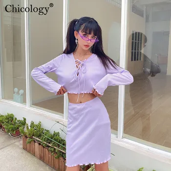 Chicology lace up v neck fashion 2 two piece set long sleeve crop top skirts women 2020 autumn winter casual clothes streetwear
Chicology lace up v neck fashion 2 two piece set long sleeve crop top skirts women 2020 autumn winter casual clothes streetwear