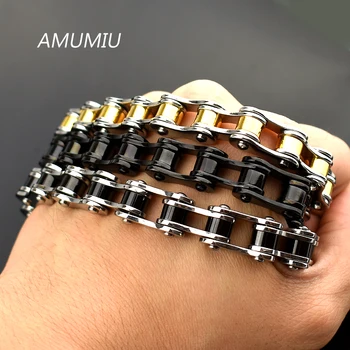 

AMUMIU Cool Heavy Men Biker Bicycle Motorcycle Link Chain Men's Bracelet & Bangle Fashion Punk Stainless Steel Jewelry HB094