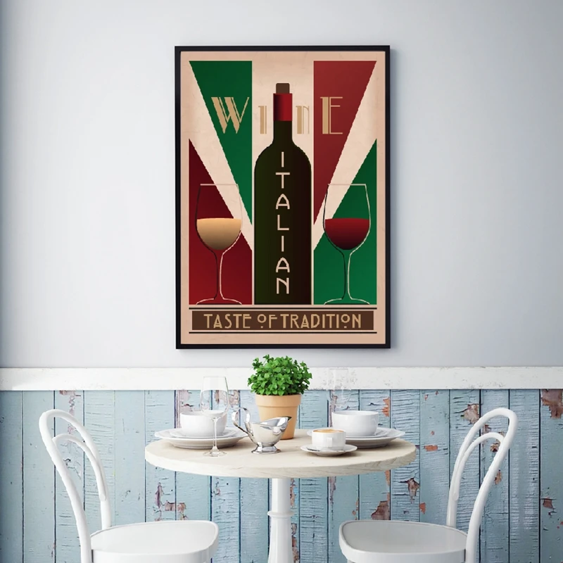 

Vintage Italian Wine Poster Retro Classic Wine Canvas Painting Wall Art Pictures Kitchen Restaurant Bar Modern Home Decoration