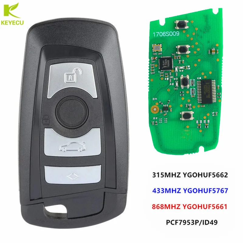 KEYECU 4 Buttons Smart Remote Key For BMW F Chass 5 7 Series FEM/BDC CAS4 CAS4+ 315MHz YGOHUF5662,434MHz HUF5767,868MHz HUF5661
KEYECU 4 Buttons Smart Remote Key For BMW F Chass 5 7 Series FEM/BDC CAS4 CAS4+ 315MHz YGOHUF5662,434MHz HUF5767,868MHz HUF5661