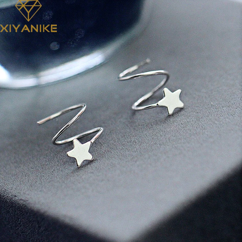 XIYANIKE 925 Sterling Silver Creative Spring Rotating Circle Stud Earrings Charm Women Pentagram Jewelry Gift Prevent Allergy
XIYANIKE 925 Sterling Silver Creative Spring Rotating Circle Stud Earrings Charm Women Pentagram Jewelry Gift Prevent Allergy