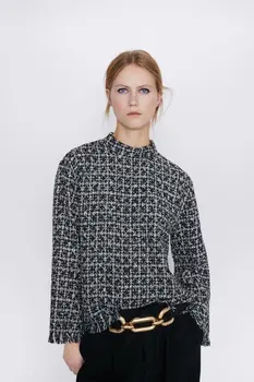 2020 Spring Summer New plaid zaraing women woolen blouse shirt jacket coat vadiming sheining female shirt jacket A9584 
2020 Spring Summer New plaid zaraing women woolen blouse shirt jacket coat vadiming sheining female shirt jacket A9584