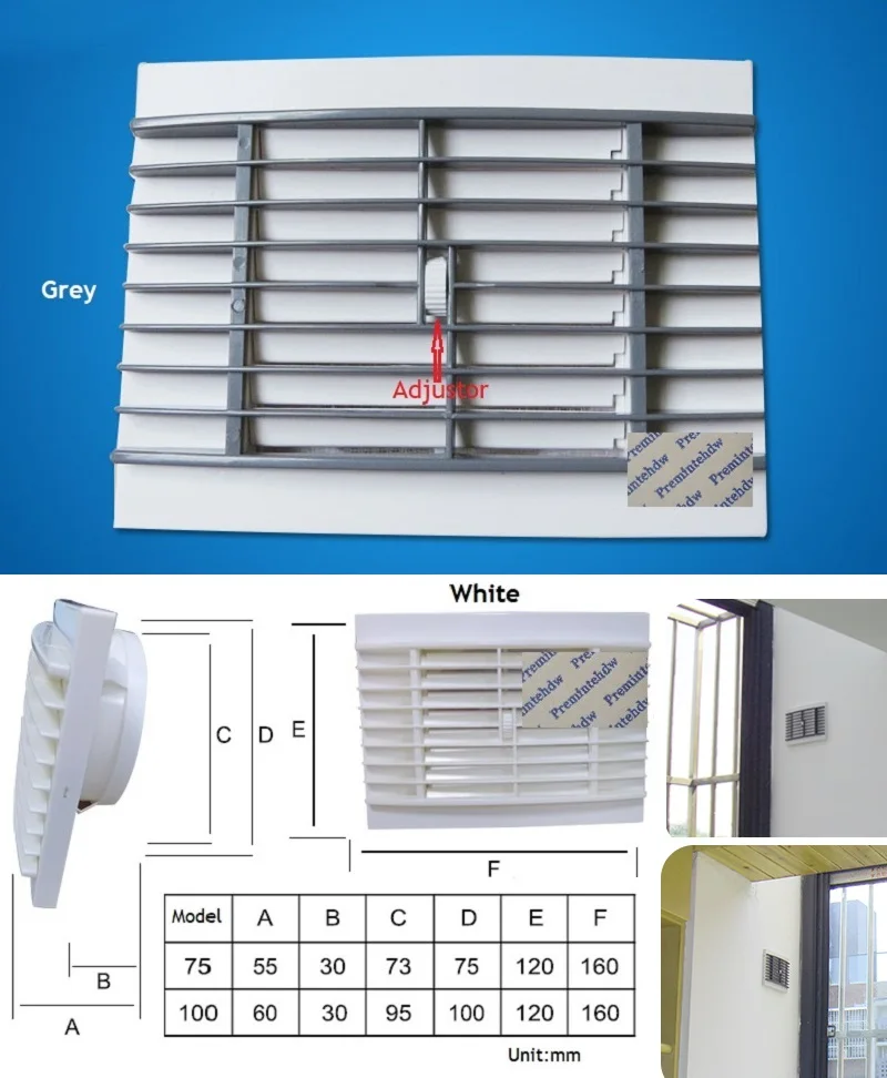 White Grey Square Wall Mounted Through Fresh Air Duct Grille Vent Adjustment for 3" 4" Ducting With Charcoal Filter
White Grey Square Wall Mounted Through Fresh Air Duct Grille Vent Adjustment for 3" 4" Ducting With Charcoal Filter