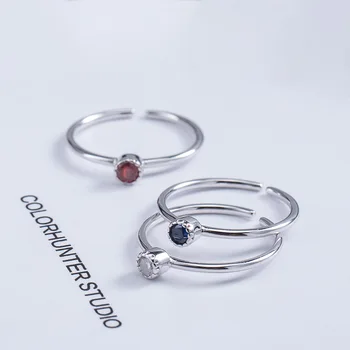 Acecare S925 silver personality round convex zircon opening ring Natural material inlaid simple design polished jewelry 
Acecare S925 silver personality round convex zircon opening ring Natural material inlaid simple design polished jewelry