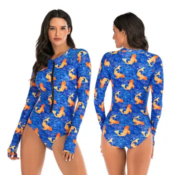 Long Sleeve Rash Guard One Piece Swimwear Women print Swimsuit Sun Protection Zipper Surf Rashguard Bathing Suit beach sportwear
Long Sleeve Rash Guard One Piece Swimwear Women print Swimsuit Sun Protection Zipper Surf Rashguard Bathing Suit beach sportwear