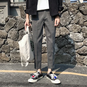 Autumn New Dress Pants Men Slim Fashion Business Casual Cotton Plaid Trousers Man Streetwear Wild Suit Pants Social Men Pants 
Autumn New Dress Pants Men Slim Fashion Business Casual Cotton Plaid Trousers Man Streetwear Wild Suit Pants Social Men Pants