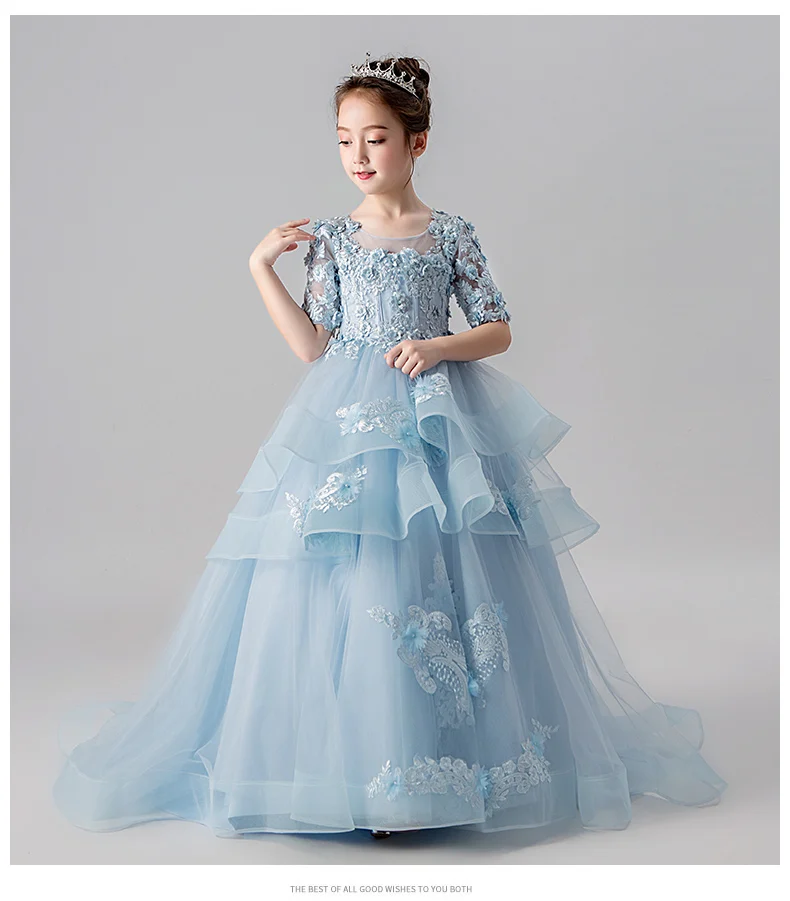 Light Blue Girls Princess Dress Elegant Flower Girls Costume Half Sleeve Embroidery Children Party Dress Wedding Communion Gown
Light Blue Girls Princess Dress Elegant Flower Girls Costume Half Sleeve Embroidery Children Party Dress Wedding Communion Gown