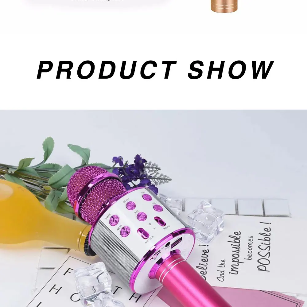 Fast-Delivery WS858 Karaoke Microphone Wireless Speaker Recording Youtube Bluetooth Microphone For Smartphone Kids Fast-Delivery WS858 Karaoke Microphone Wireless Speaker Recording Youtube Bluetooth Microphone For Smartphone Kids
