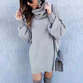 Fashion Dress Sweater Women Turtleneck Latern Sleeve Sweaters Mujer Solid Knitted long Autumn Winter Sweater Blouse Pull Femme 
Fashion Dress Sweater Women Turtleneck Latern Sleeve Sweaters Mujer Solid Knitted long Autumn Winter Sweater Blouse Pull Femme