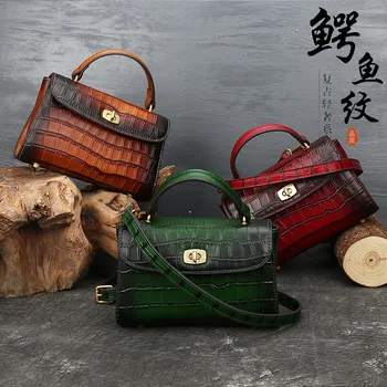 Crocodile Pattern Leather Handbags Embossed Lock Bag Shoulder Diagonal Ladies Handbag Top Layer Leather Small Square Bag
Crocodile Pattern Leather Handbags Embossed Lock Bag Shoulder Diagonal Ladies Handbag Top Layer Leather Small Square Bag