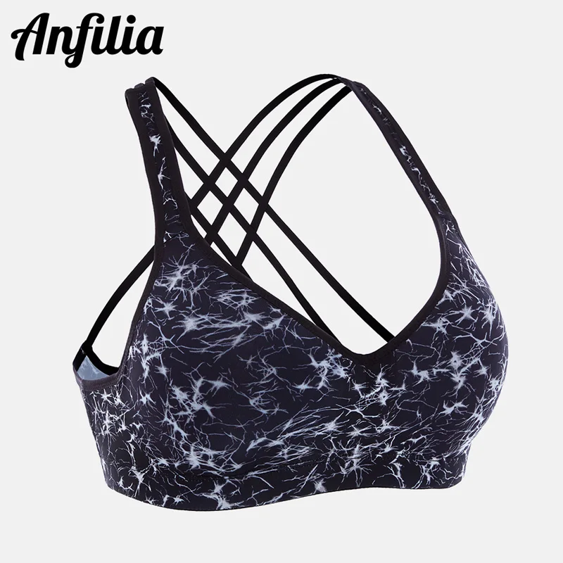 

Anfilia Women Sports Bra Mid Impact Support Backcross Yoga Bra Workout Bra Underwear Fitness Sports Top Quick Dry Running Bra