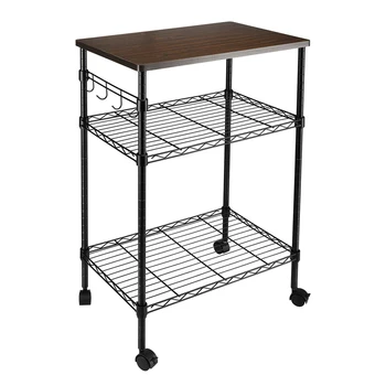 Storage Shelf 3-Tier Kitchen Utility Cart Wood Top Powder Spray-semi-gloss Black
Storage Shelf 3-Tier Kitchen Utility Cart Wood Top Powder Spray-semi-gloss Black