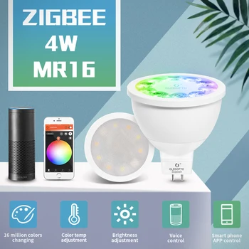 

2020 Smart Zigbee Voice Control Bulb RGBW 4W Mr16 DC12V LED RGB+CCT Spotlight Color And White Smart LED Work With Echo Plus Hub