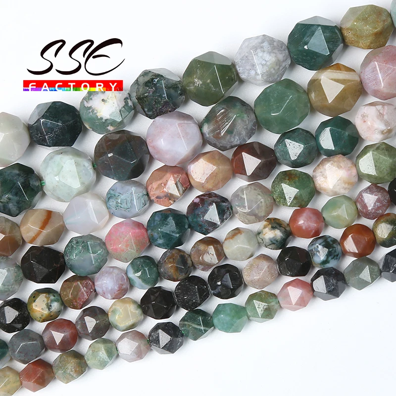 

Faceted Indian Agates Beads Natural Stone Loose Spacer Beads or Jewelry Making DIY Bracelets Necklaces Accessories 6 8 10mm 15"