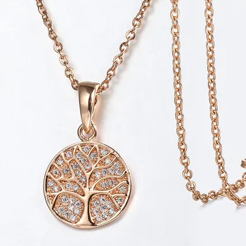 Tree of Life Round Pendant 585 Rose Gold Cubic Zircon Carved Cut Out Pendant Necklace Elegant Women Jewelry Gift Wholesale GP413
Tree of Life Round Pendant 585 Rose Gold Cubic Zircon Carved Cut Out Pendant Necklace Elegant Women Jewelry Gift Wholesale GP413