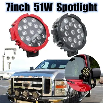 

1pcs 7Inch 51W LED Work Light Spot Flood Beam Round Offroad Driving Light 12V 24V For Jeep ATV UAZ SUV 4x4 Truck Tractor Boat