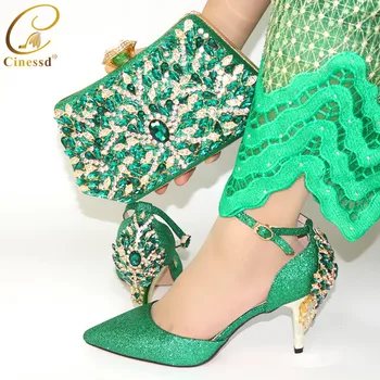 Green Shoe and Bag To Match Italian African Women Matching Italian Shoe and Bag Set Decorated with Rhinestone Nigeria Shoe Bags
Green Shoe and Bag To Match Italian African Women Matching Italian Shoe and Bag Set Decorated with Rhinestone Nigeria Shoe Bags