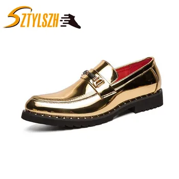 2019 New Spring and Autumn Pointed Toe Patent Leather Shoes Gold Black Dress Wedding Shoes Men's Flats Oxfords For Suits Party
2019 New Spring and Autumn Pointed Toe Patent Leather Shoes Gold Black Dress Wedding Shoes Men's Flats Oxfords For Suits Party