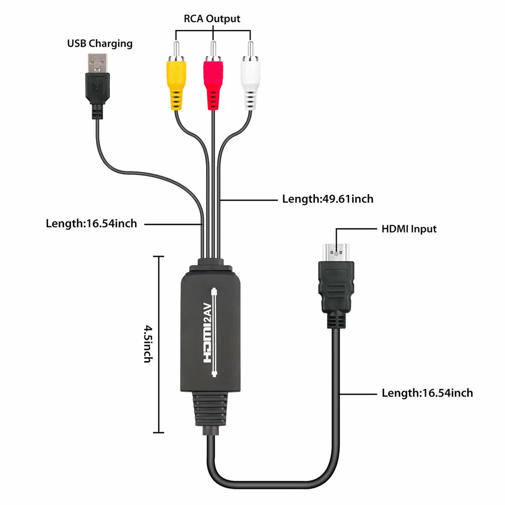 1080P HDMI to 3 RCA AV Video Audio Cable Converter Adapter For HDTV For PS4 For XBOX DVD 1.8M Cable PVC Jacket
1080P HDMI to 3 RCA AV Video Audio Cable Converter Adapter For HDTV For PS4 For XBOX DVD 1.8M Cable PVC Jacket
