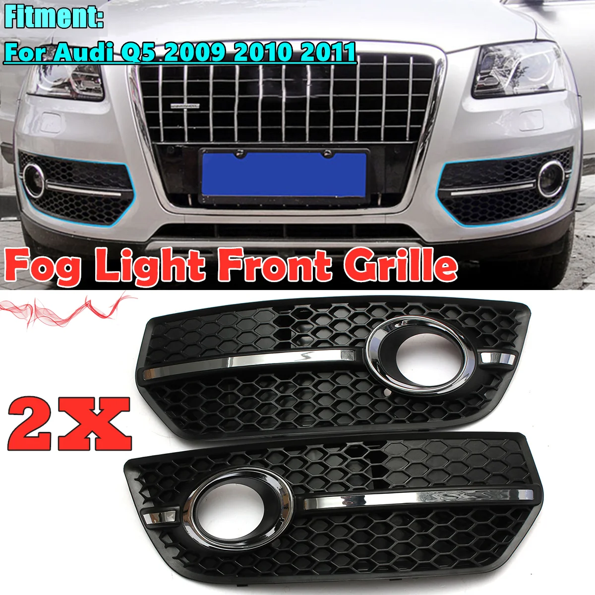 A Pair Car Bumper Fog Light Cover Honeycomb Grille Grill Chrome Sliver For Audi Q5 2009 2010 2011 Car Accessories
A Pair Car Bumper Fog Light Cover Honeycomb Grille Grill Chrome Sliver For Audi Q5 2009 2010 2011 Car Accessories