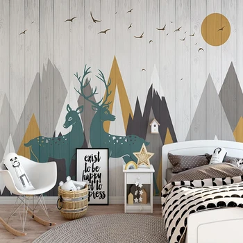 Custom 3D Wallpaper Murals Wood Board Hand Painted Cartoon Mountain Bird Sunrise Forest Elk Mural Childrens Bedroom Decoration
Custom 3D Wallpaper Murals Wood Board Hand Painted Cartoon Mountain Bird Sunrise Forest Elk Mural Childrens Bedroom Decoration