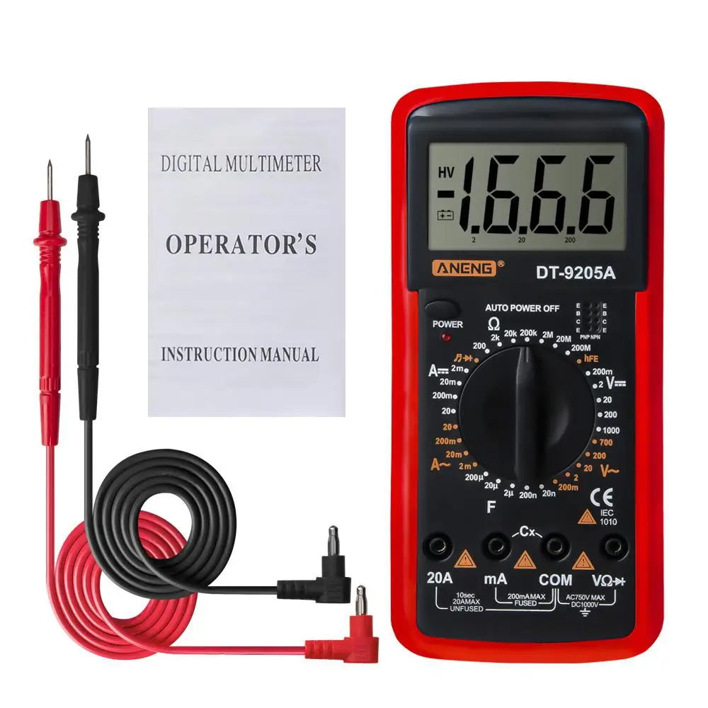 Litake Digital DT-9205A Multimeter LCD AC/DC Ammeter Resistance Capacitance Tester
Litake Digital DT-9205A Multimeter LCD AC/DC Ammeter Resistance Capacitance Tester