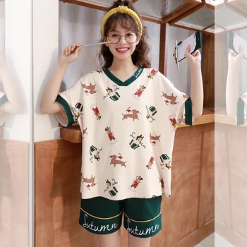 Short Sleeve&Pants Two Pieces Pajamas For Women 2020 Summer New Fashion Cotton Pyjama Sets For Girl Casual Night Sleepwear
Short Sleeve&Pants Two Pieces Pajamas For Women 2020 Summer New Fashion Cotton Pyjama Sets For Girl Casual Night Sleepwear