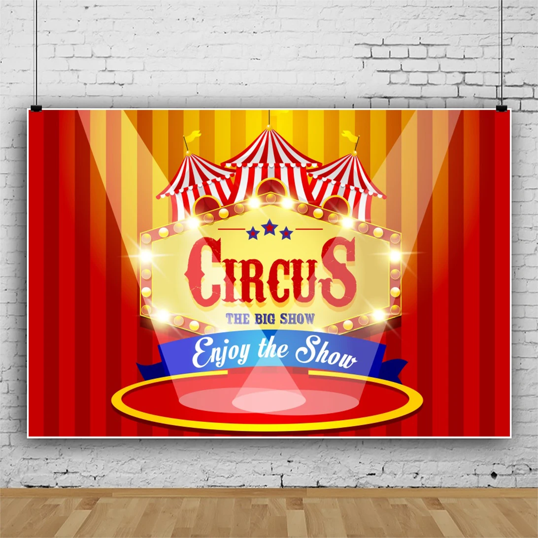 Laeacco Circus Satge Stripes Tent Baby Birthday Backgrounds Red Curtain Spotlight Customzied Poster Photographic Backdrop Banner
Laeacco Circus Satge Stripes Tent Baby Birthday Backgrounds Red Curtain Spotlight Customzied Poster Photographic Backdrop Banner