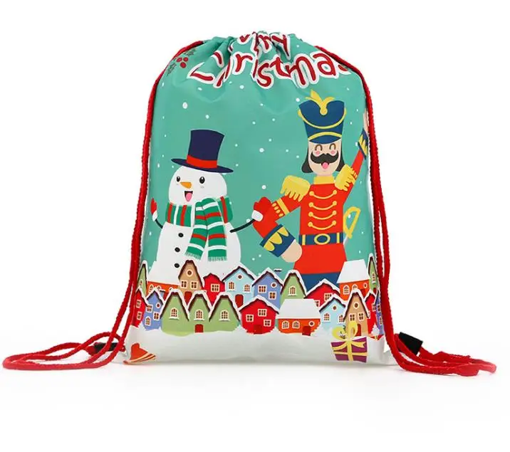 christmas drawstring bag backpack 3d print wrapping gift santa