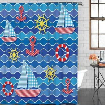 Cartoon Sailing Sea Wave Blue Modern Home Decor Bathroom Waterproof Shower Curtain
Cartoon Sailing Sea Wave Blue Modern Home Decor Bathroom Waterproof Shower Curtain