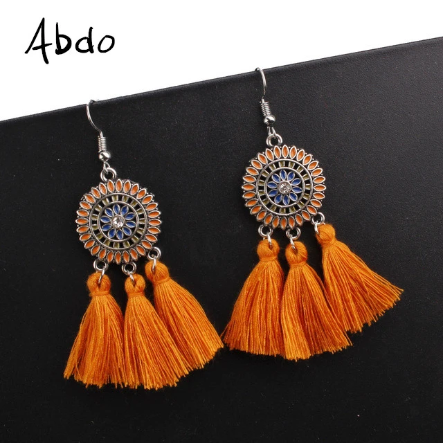 

2019 Hot Luxury Long Pendant Tassel Statement Earrings Boho Red Drop Dangle Earrings For Women Wedding Charm Fringed Bijoux Gift