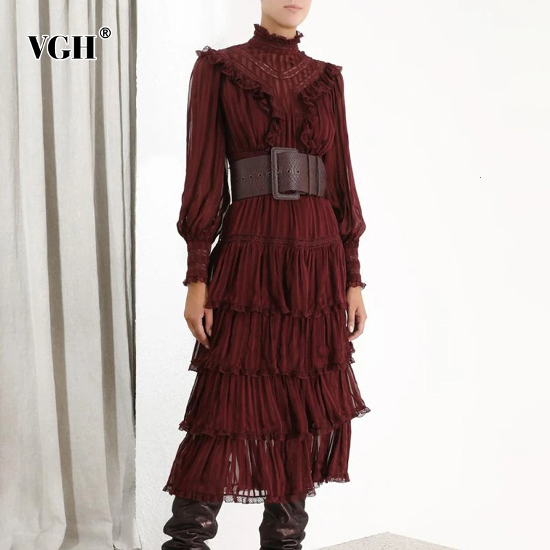 VGH Bohemian Ruffle Dress For Women Stand Collar Lantern Long Sleeve High Waist Patchwork Dresses Female 2019 Autumn Fashion New
VGH Bohemian Ruffle Dress For Women Stand Collar Lantern Long Sleeve High Waist Patchwork Dresses Female 2019 Autumn Fashion New