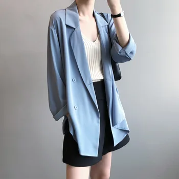 2020 Summer Elegant Women Thin Blazer Turn Down Collar Women Blue Blazer Coat Casaco Feminino Casual Tops For Women
2020 Summer Elegant Women Thin Blazer Turn Down Collar Women Blue Blazer Coat Casaco Feminino Casual Tops For Women