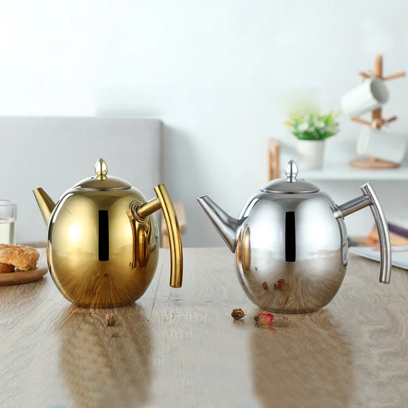 1L/1.5L Belly Shape Tea Pot Handheld Design Water Kettle 304 Stainless Steel Tea Kettle With Filter Water Pot
1L/1.5L Belly Shape Tea Pot Handheld Design Water Kettle 304 Stainless Steel Tea Kettle With Filter Water Pot