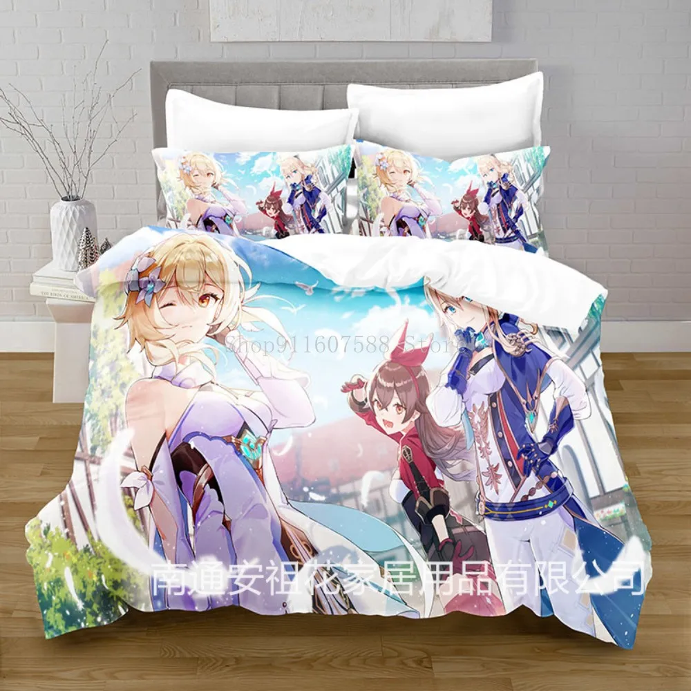 

Bedding Set Game Genshin Impact chongyun 3d Duvet Cover Set Comforter Bed Linen Twin Queen King Single Size Dropshipping Cartoon