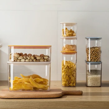 Stackable Snack Jar with Lids Kitchen Sealed Cereal Dispenser Fresh-Keeping Box Transparent Food Coffee Plastic Storage Boxes
Stackable Snack Jar with Lids Kitchen Sealed Cereal Dispenser Fresh-Keeping Box Transparent Food Coffee Plastic Storage Boxes