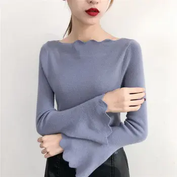 Women Slash Neck Sweaters Knitted Casual Flare Sleeve Pullovers Ladies Sweaters
Women Slash Neck Sweaters Knitted Casual Flare Sleeve Pullovers Ladies Sweaters