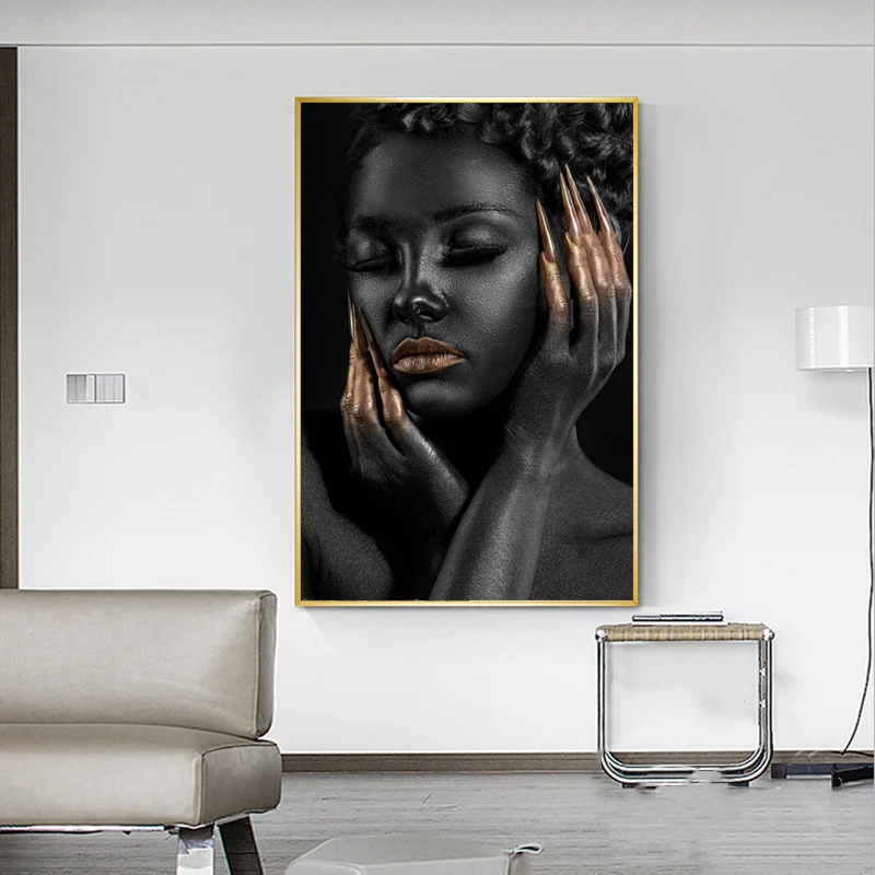 SELFLESSLY Black Girl Golden Nails Canvas Paintings For Living Room Fashion Art Posters and Prints Modern Pictures Unframed
SELFLESSLY Black Girl Golden Nails Canvas Paintings For Living Room Fashion Art Posters and Prints Modern Pictures Unframed