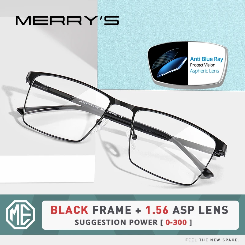 Фото MERRYS дизайн для мужчин титановый сплав рецепт синий свет блокировка очки
