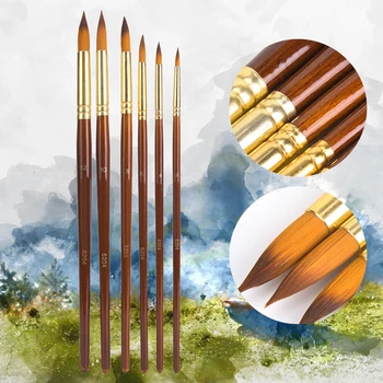 6Pcs Painting Brushes Nylon Hair Wood Handle Round Head Watercolor Drawing Pen Art Supplies Painting Brush 
6Pcs Painting Brushes Nylon Hair Wood Handle Round Head Watercolor Drawing Pen Art Supplies Painting Brush